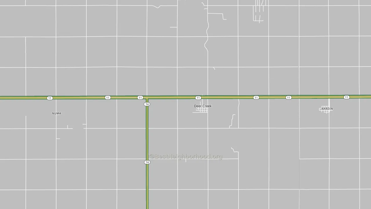 Deer Creek, OK Map of Noise Levels in Deer Creek