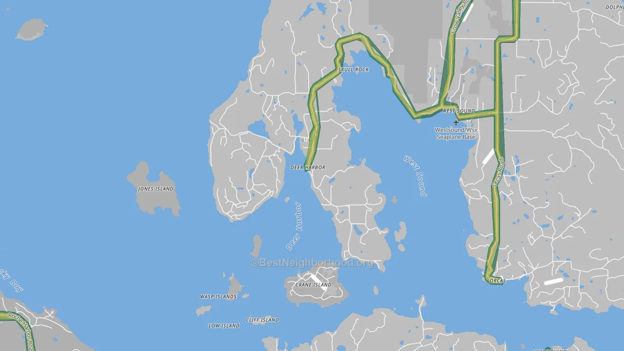Deer Harbor, WA Map of Noise Levels in Deer Harbor