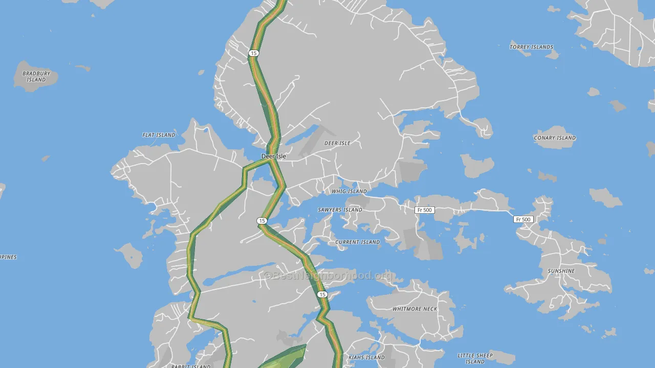 Deer Isle, ME Map of Noise Levels in Deer Isle