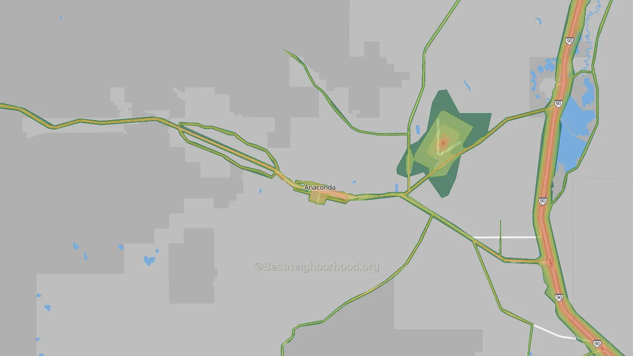 Deer Lodge County, MT Map of Noise Levels in Deer Lodge County