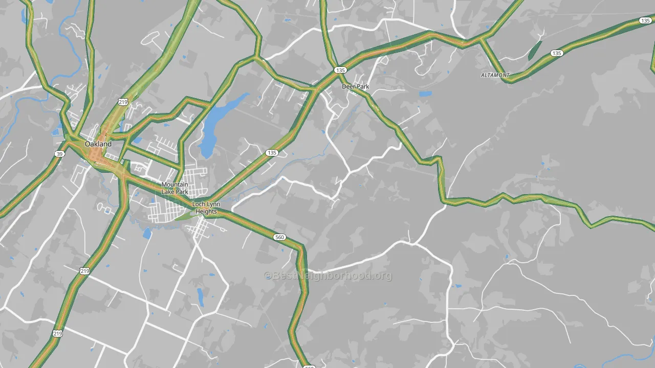Deer Park, MD Map of Noise Levels in Deer Park
