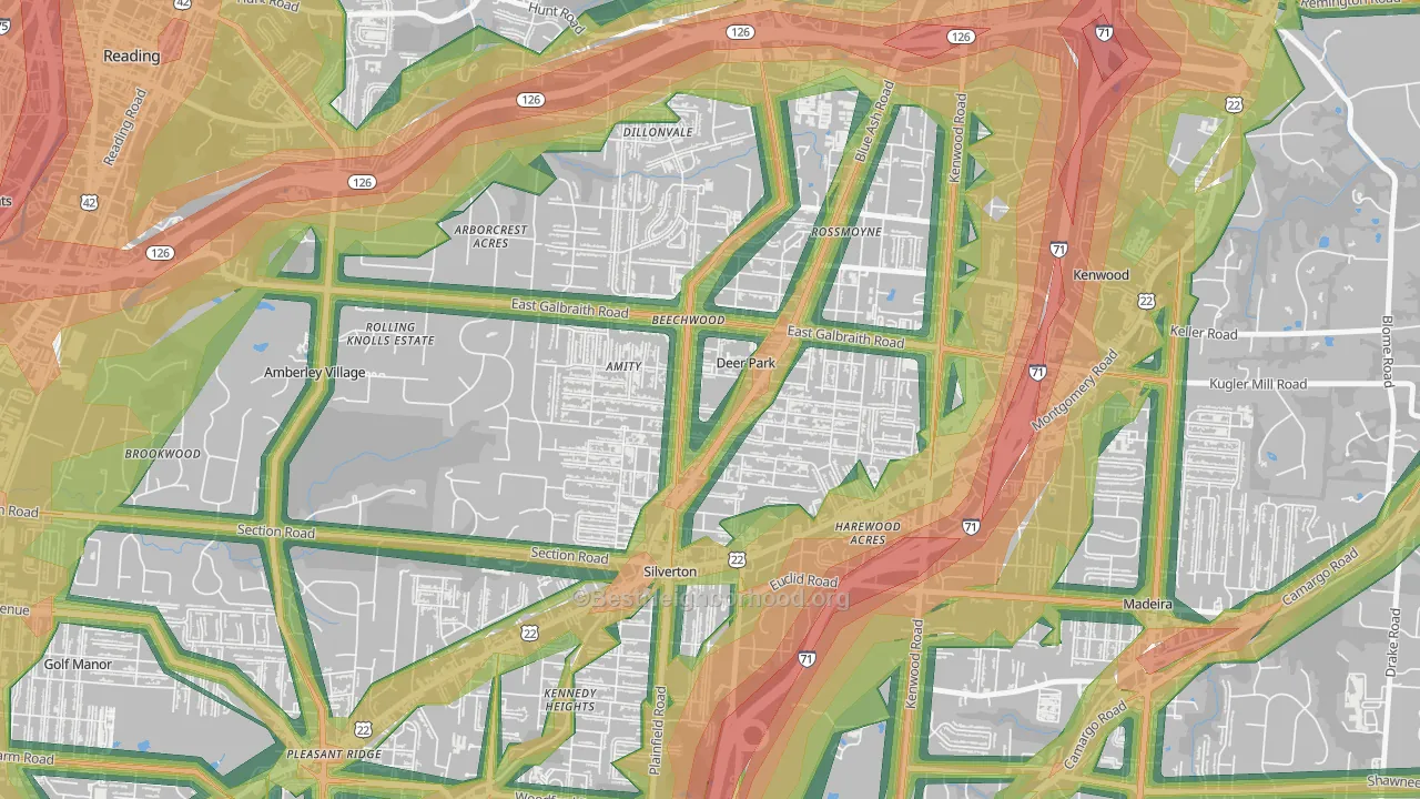 Deer Park, OH Map of Noise Levels in Deer Park