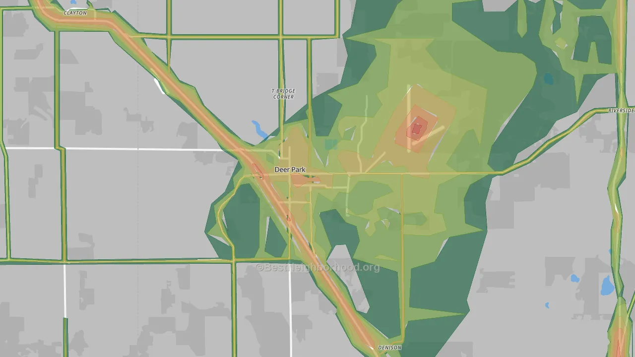 Deer Park, WA Map of Noise Levels in Deer Park