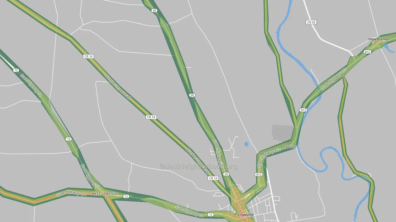 Deer River, NY Map of Noise Levels in Deer River