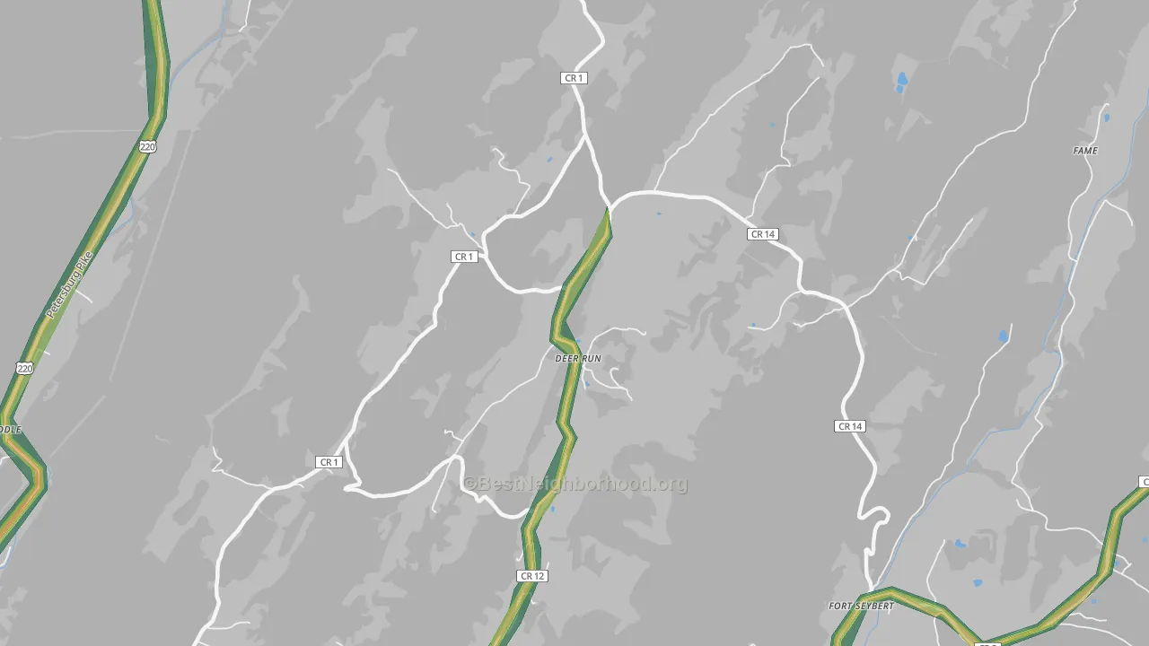 Deer Run, WV Map of Noise Levels in Deer Run