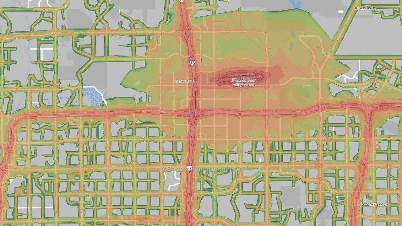 Deer Valley, Phoenix, AZ Map of Noise Levels in Deer Valley