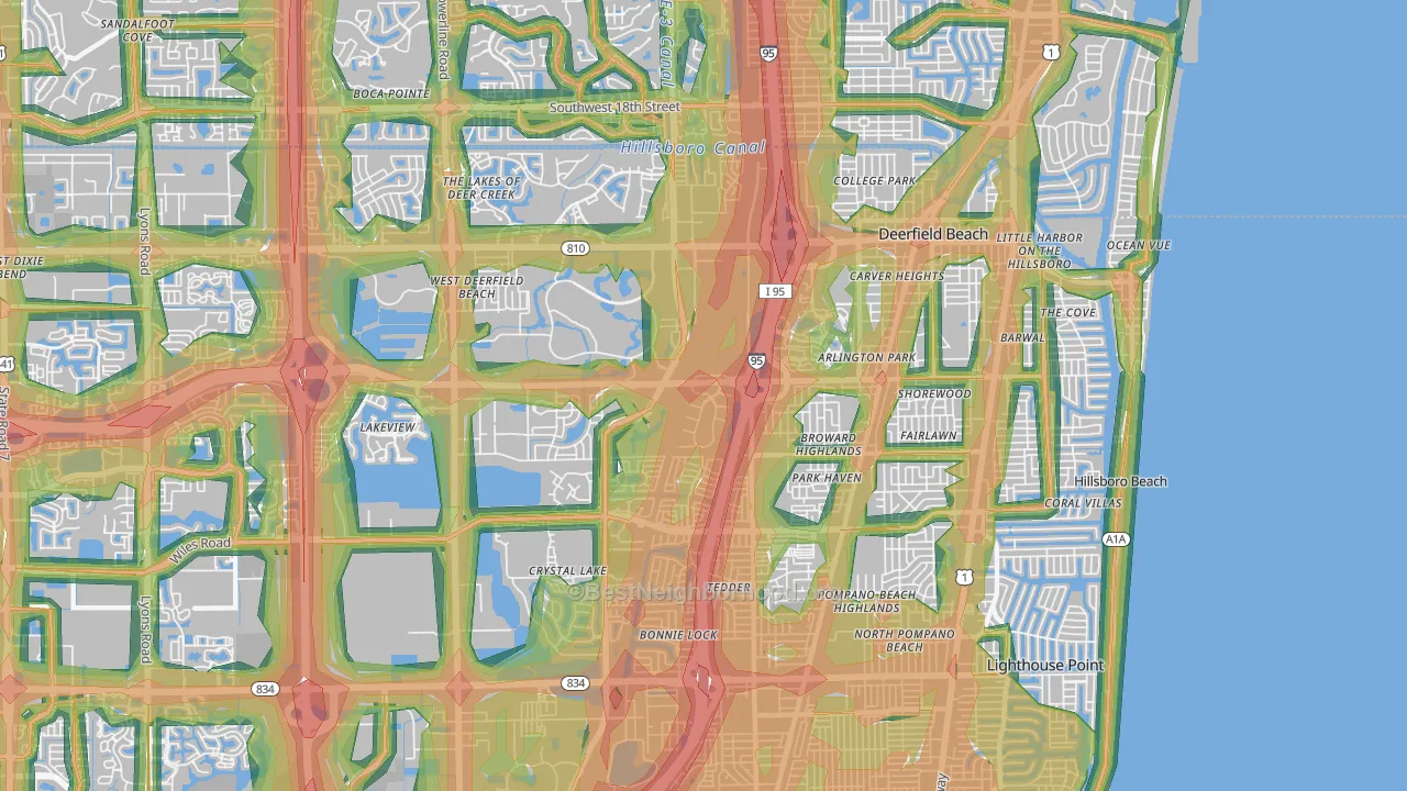 Deerfield Beach, FL Map of Noise Levels in Deerfield Beach