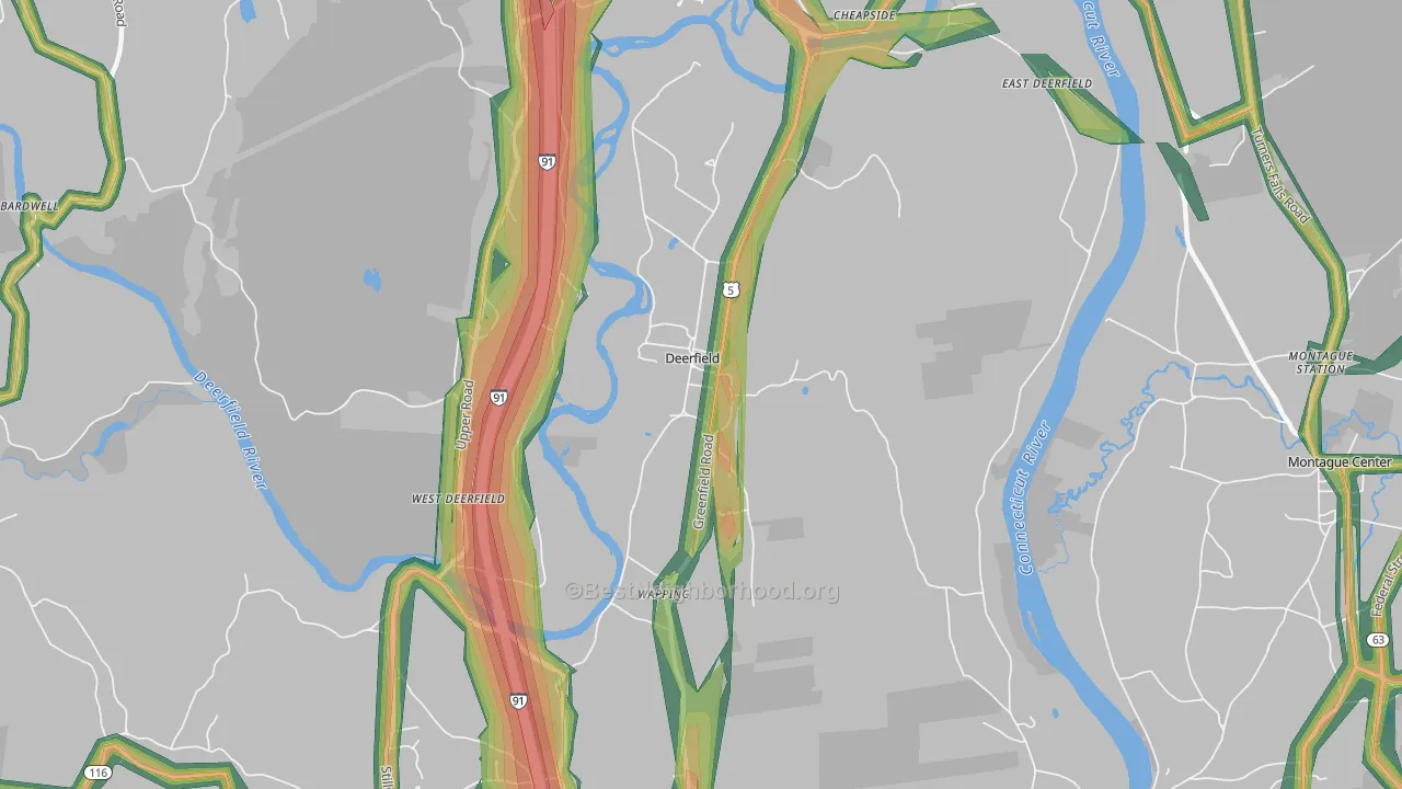 Deerfield, MA Map of Noise Levels in Deerfield