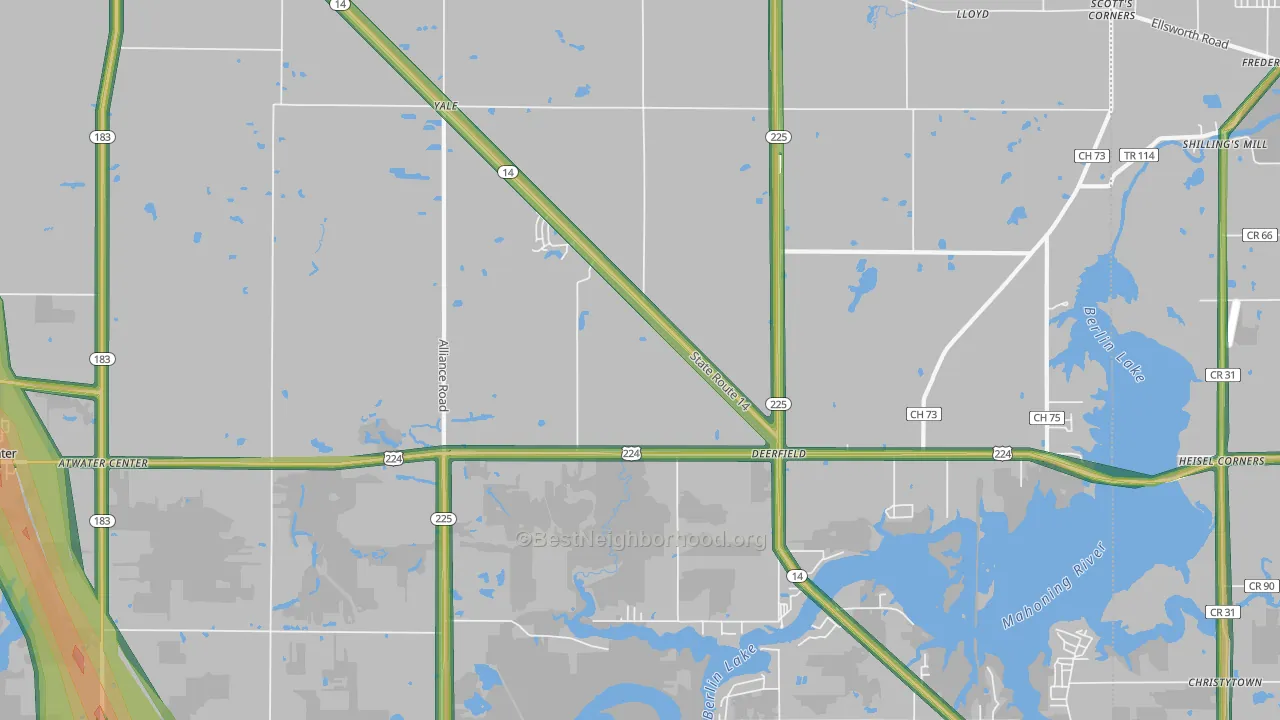 Deerfield, OH Map of Noise Levels in Deerfield