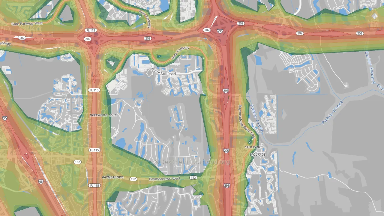 Deerwood, Jacksonville, FL Map of Noise Levels in Deerwood