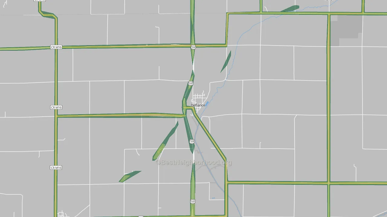 Defiance, IA Map of Noise Levels in Defiance