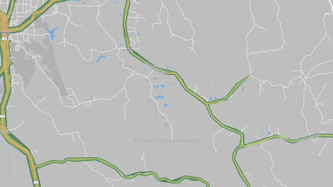 DeFoor, AL Map of Noise Levels in DeFoor