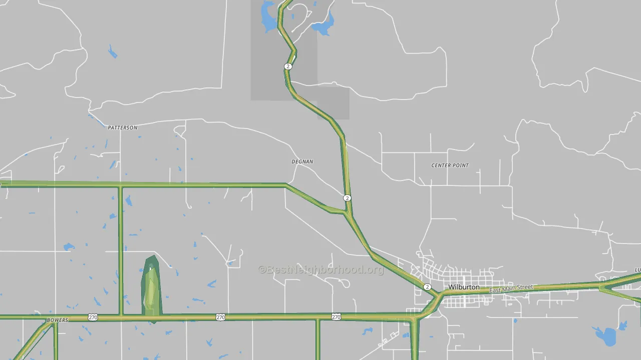 Degnan, OK Map of Noise Levels in Degnan