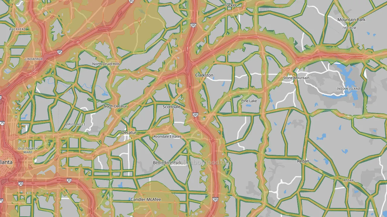 DeKalb County, GA Map of Noise Levels in DeKalb County