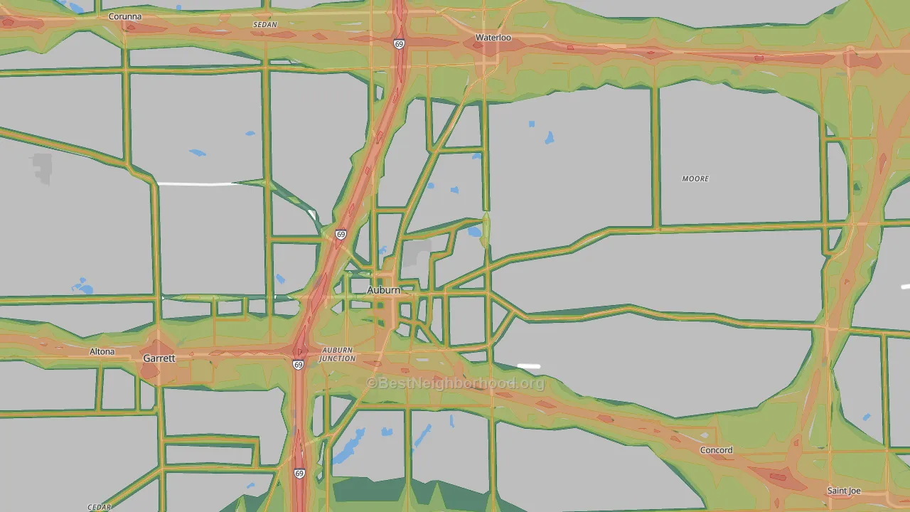 DeKalb County, IN Map of Noise Levels in DeKalb County