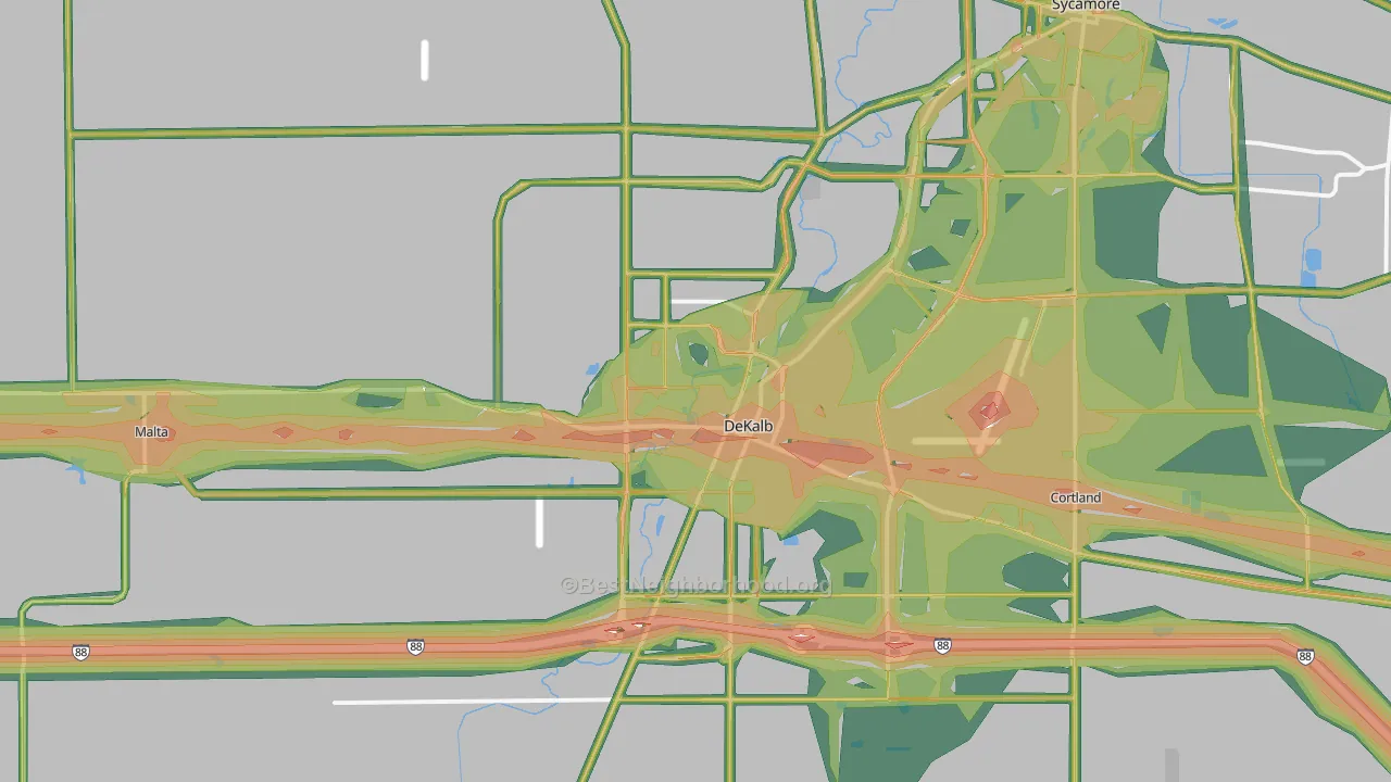 DeKalb, IL Map of Noise Levels in DeKalb