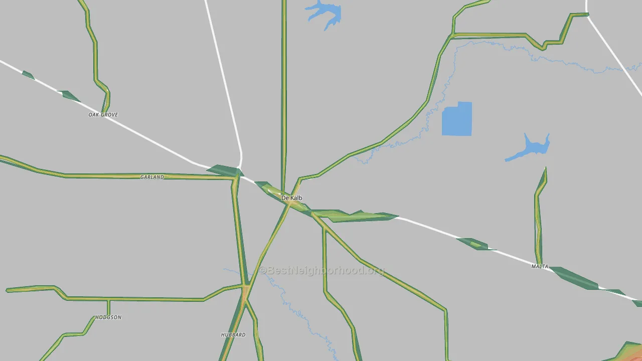 DeKalb, TX Map of Noise Levels in DeKalb