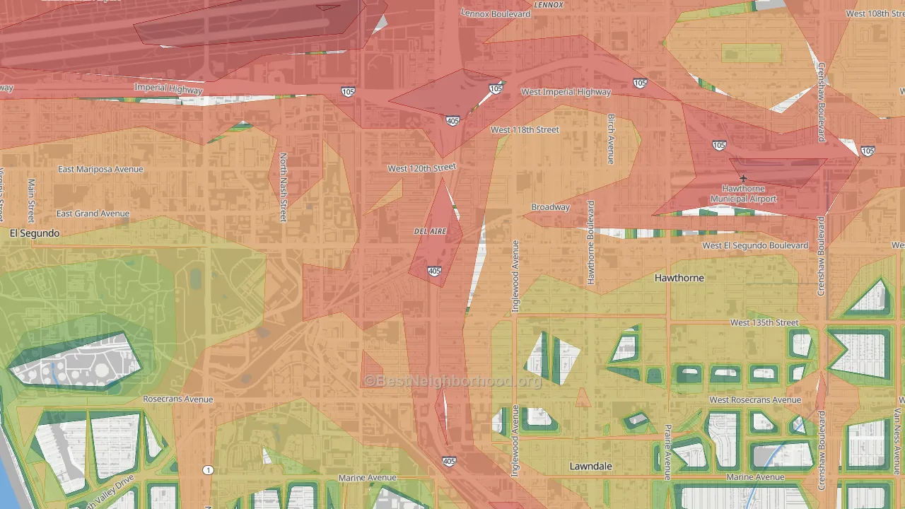Del Aire, CA Map of Noise Levels in Del Aire