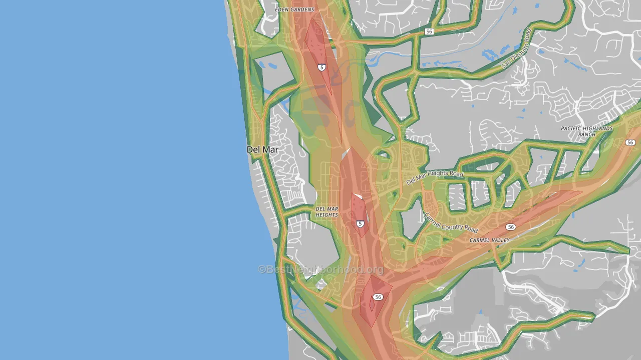 Del Mar, CA Map of Noise Levels in Del Mar