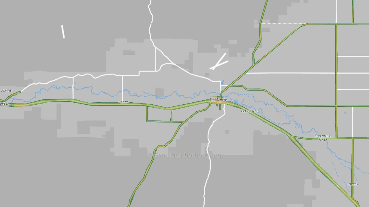 Del Norte, CO Map of Noise Levels in Del Norte