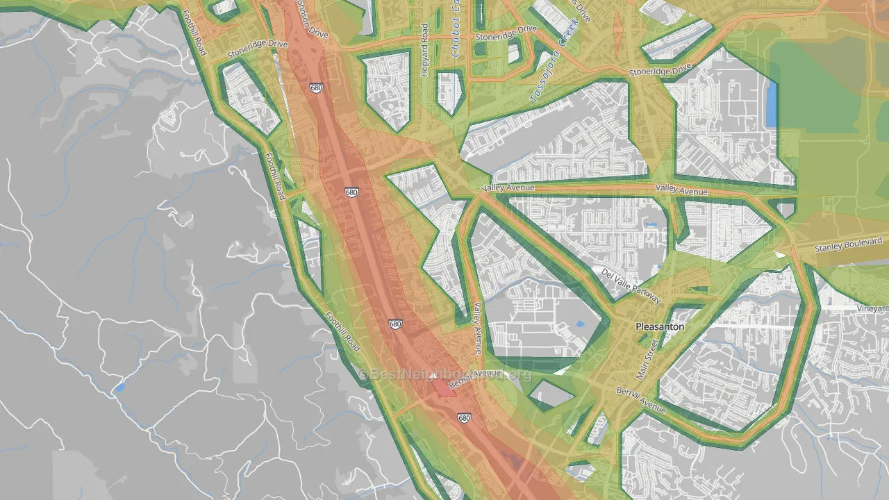 Del Prado, Pleasanton, CA Map of Noise Levels in Del Prado