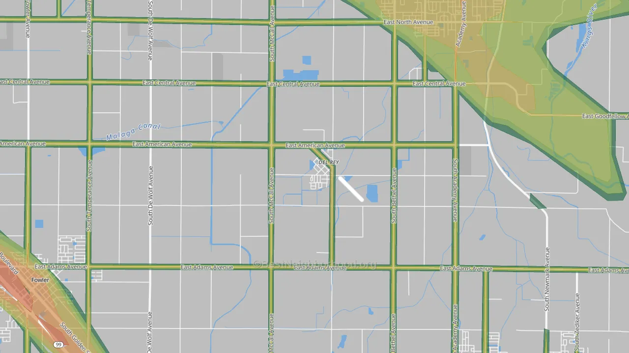 Del Rey, CA Map of Noise Levels in Del Rey