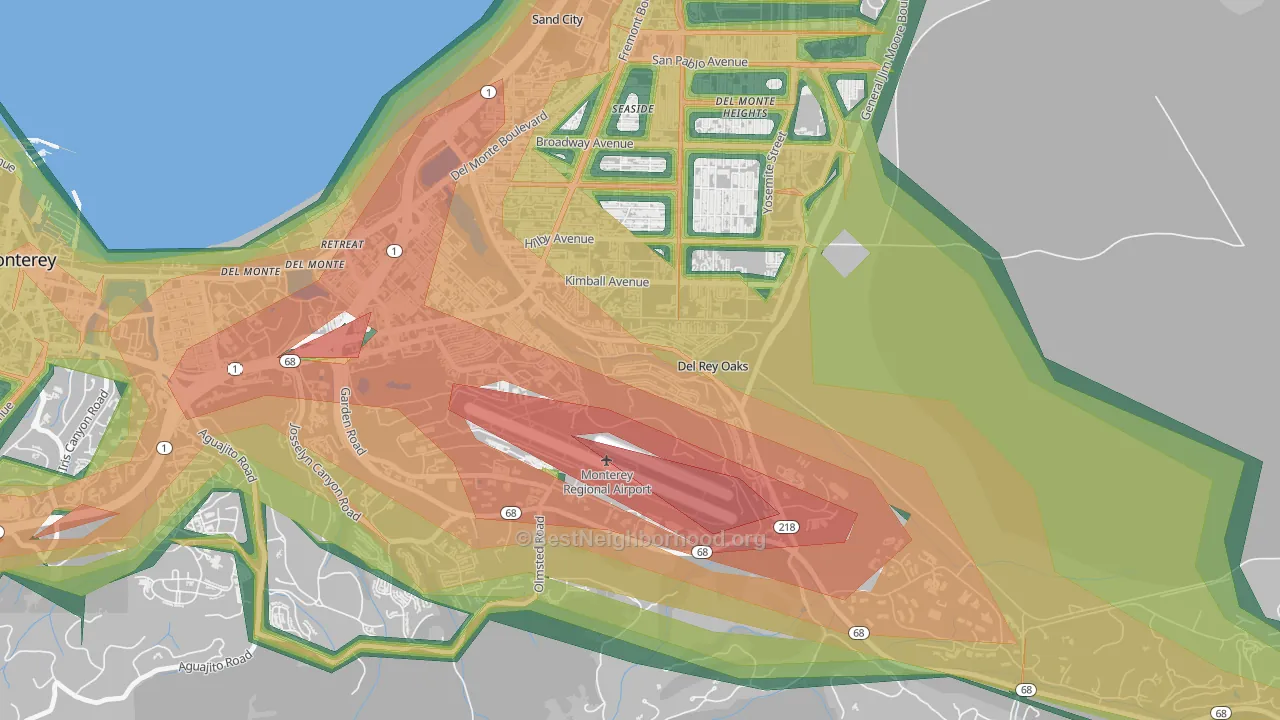 Del Rey Oaks, CA Map of Noise Levels in Del Rey Oaks