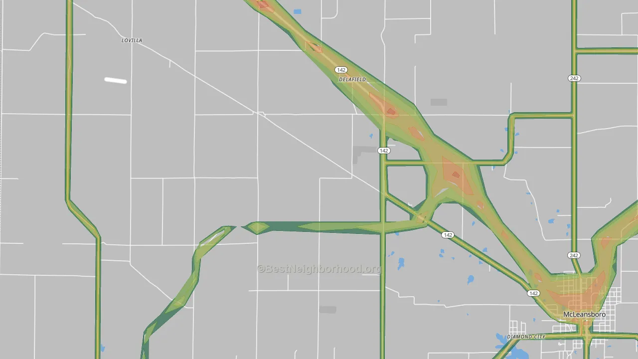Delafield, IL Map of Noise Levels in Delafield