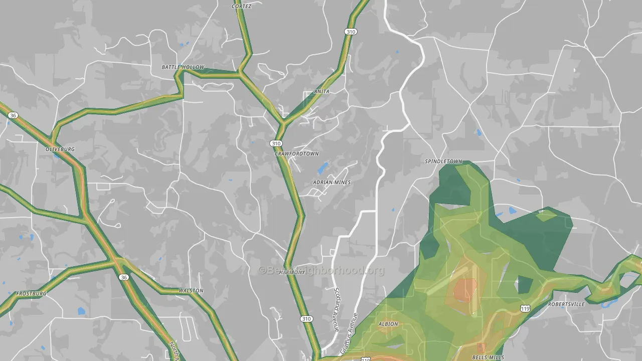 DeLancey, PA Map of Noise Levels in DeLancey