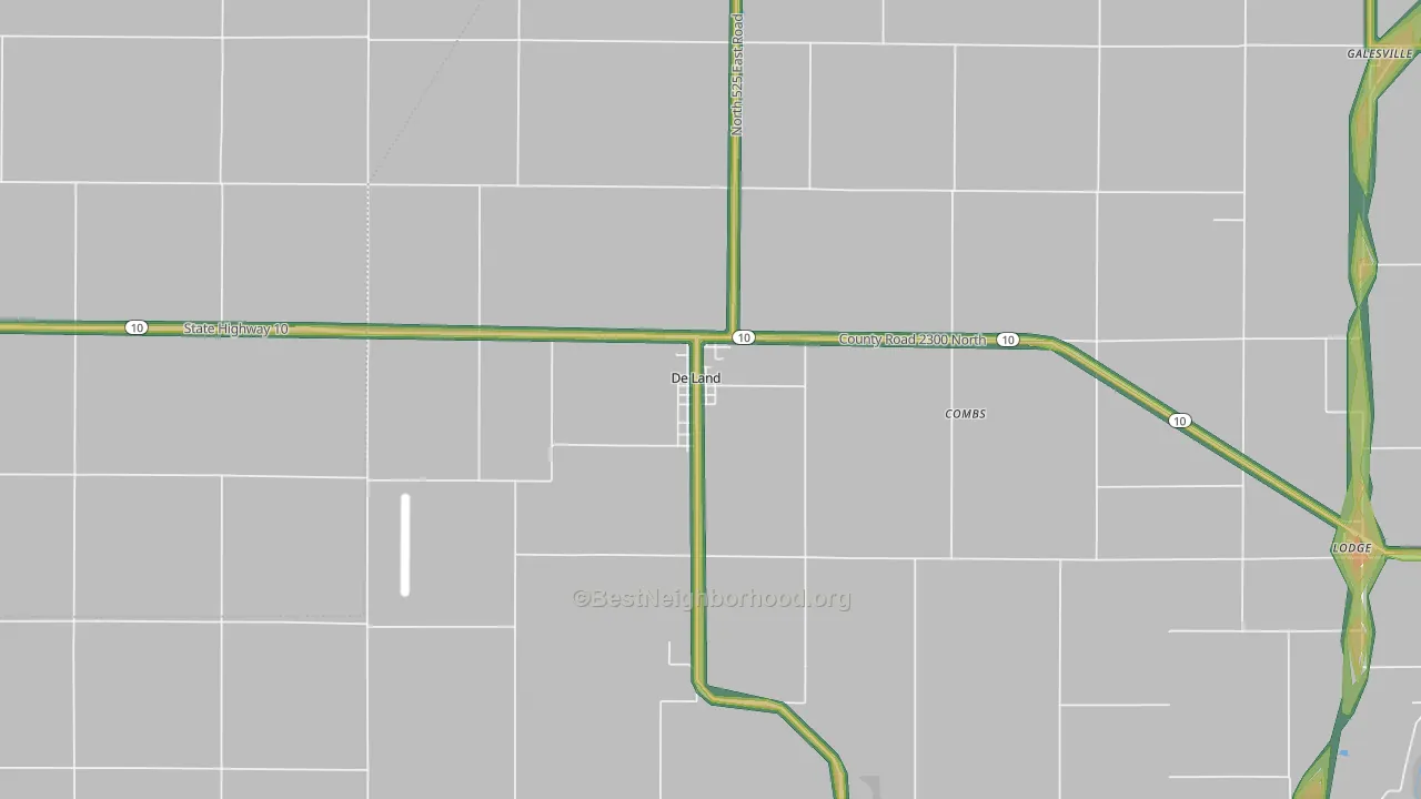 DeLand, IL Map of Noise Levels in DeLand