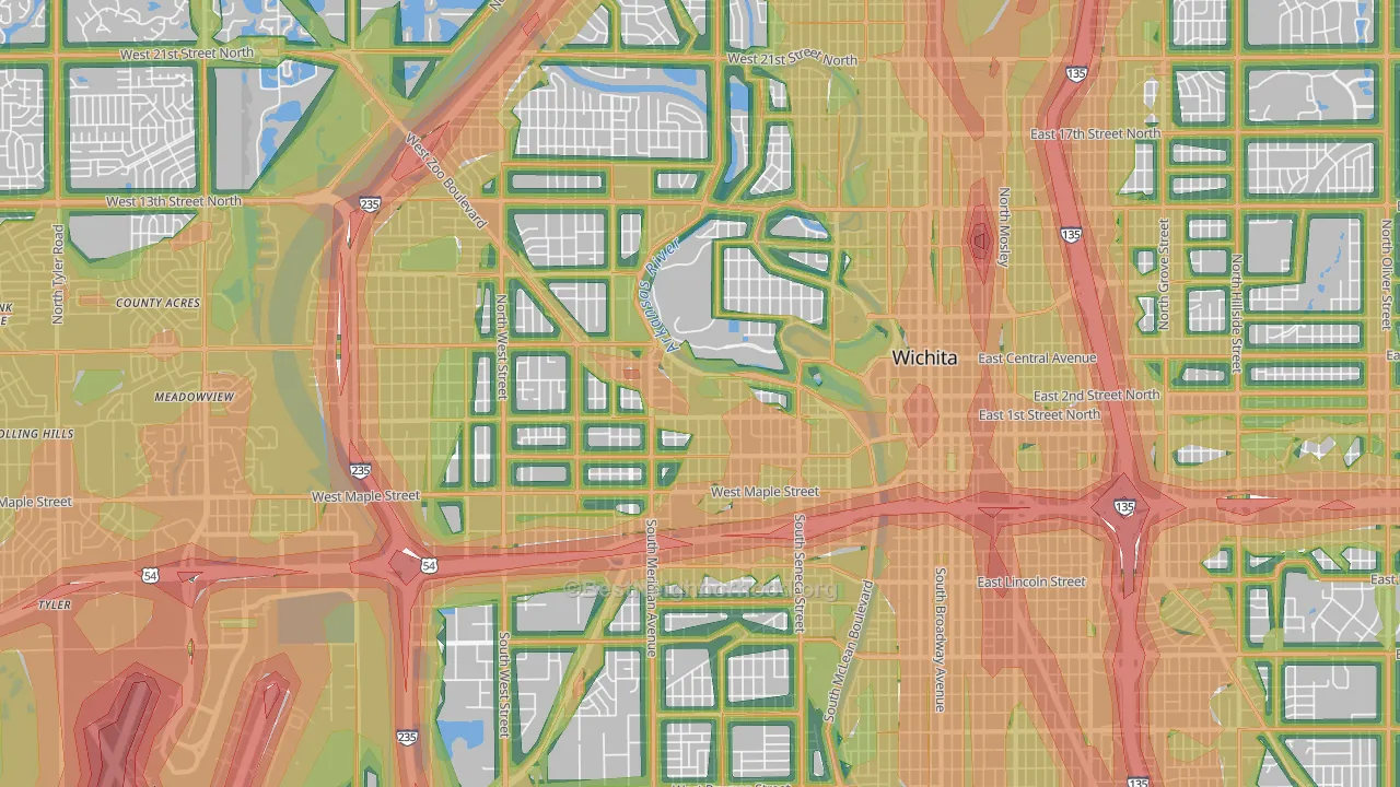 Delano, Wichita, KS Map of Noise Levels in Delano