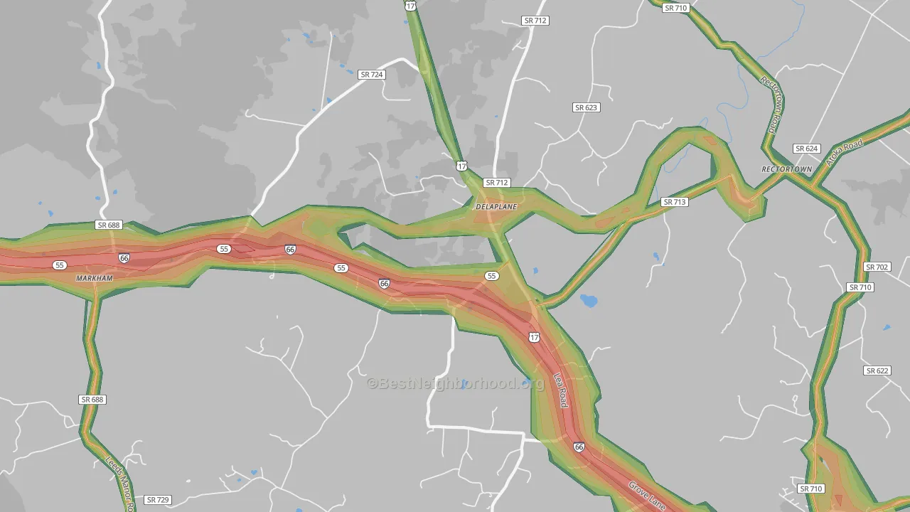 Delaplane, VA Map of Noise Levels in Delaplane