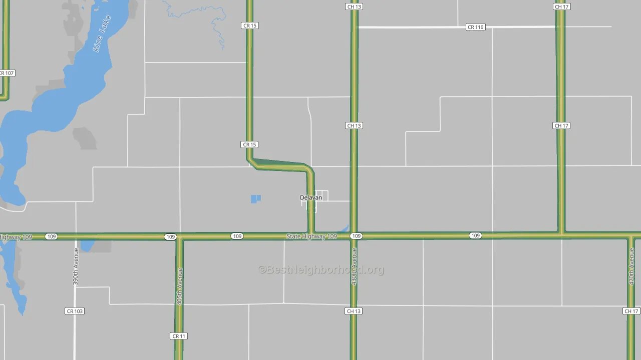 Delavan, MN Map of Noise Levels in Delavan