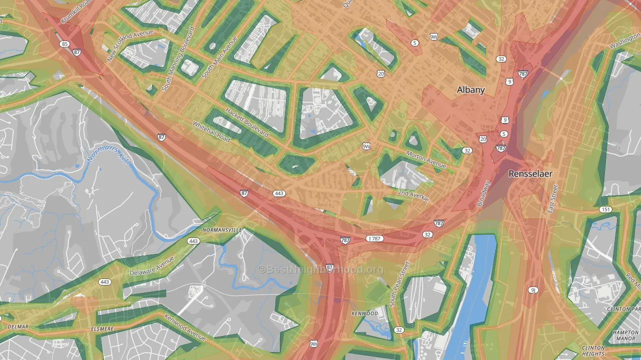 Delaware Avenue, Albany, NY Map of Noise Levels in Delaware Avenue