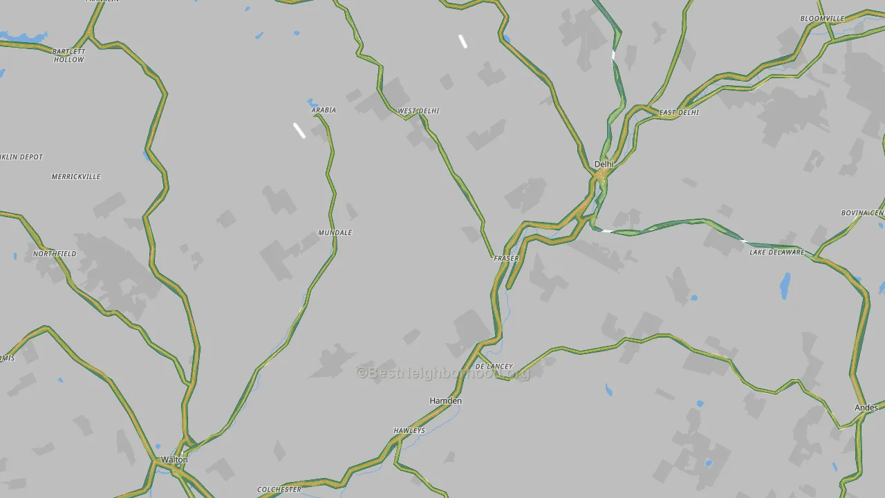 Delaware County, NY Map of Noise Levels in Delaware County