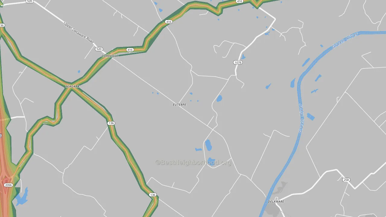 Delaware, KY Map of Noise Levels in Delaware