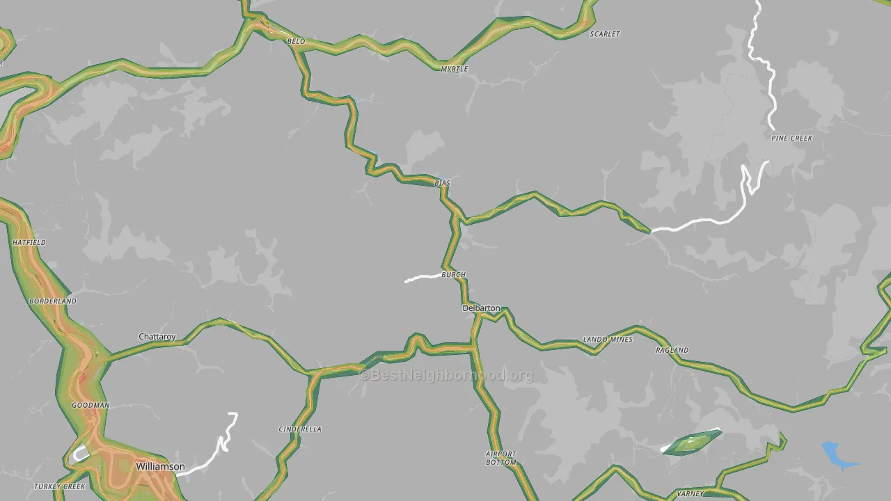 Delbarton, WV Map of Noise Levels in Delbarton
