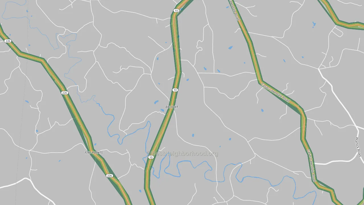 Delight, NC Map of Noise Levels in Delight