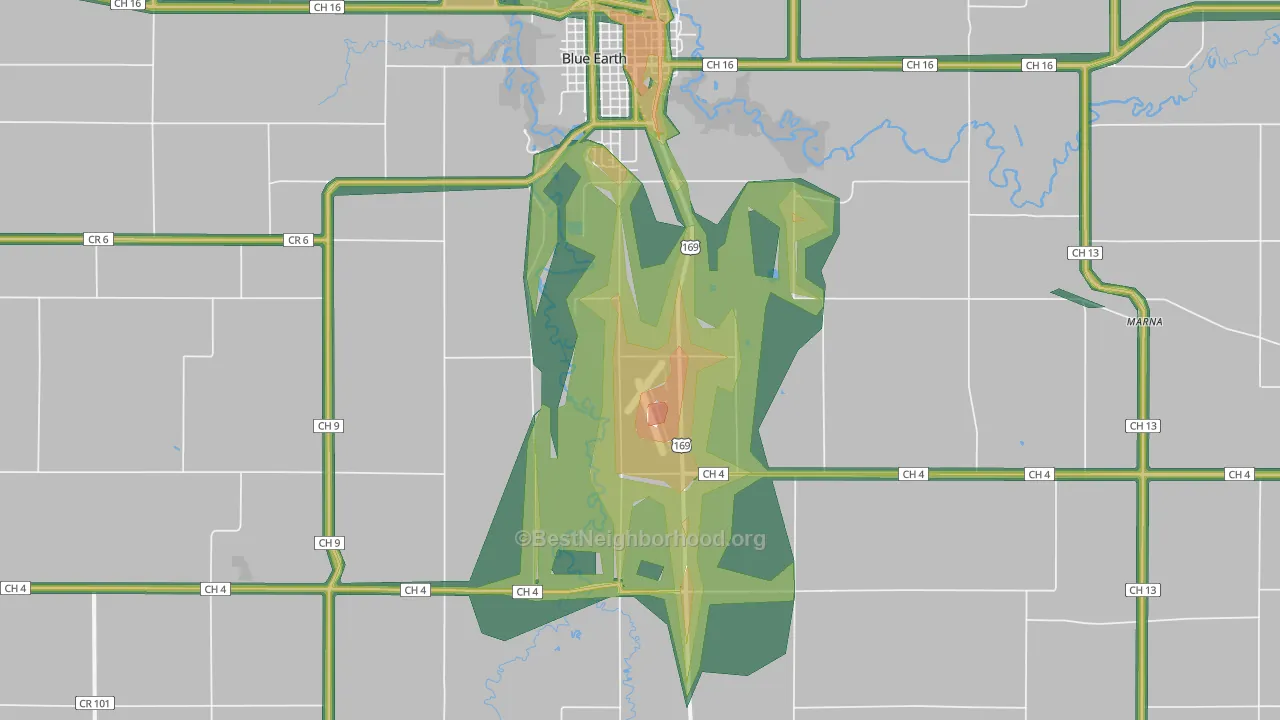 Dell, MN Map of Noise Levels in Dell