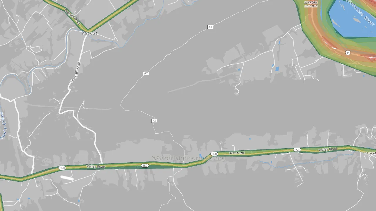 Dellville, PA Map of Noise Levels in Dellville