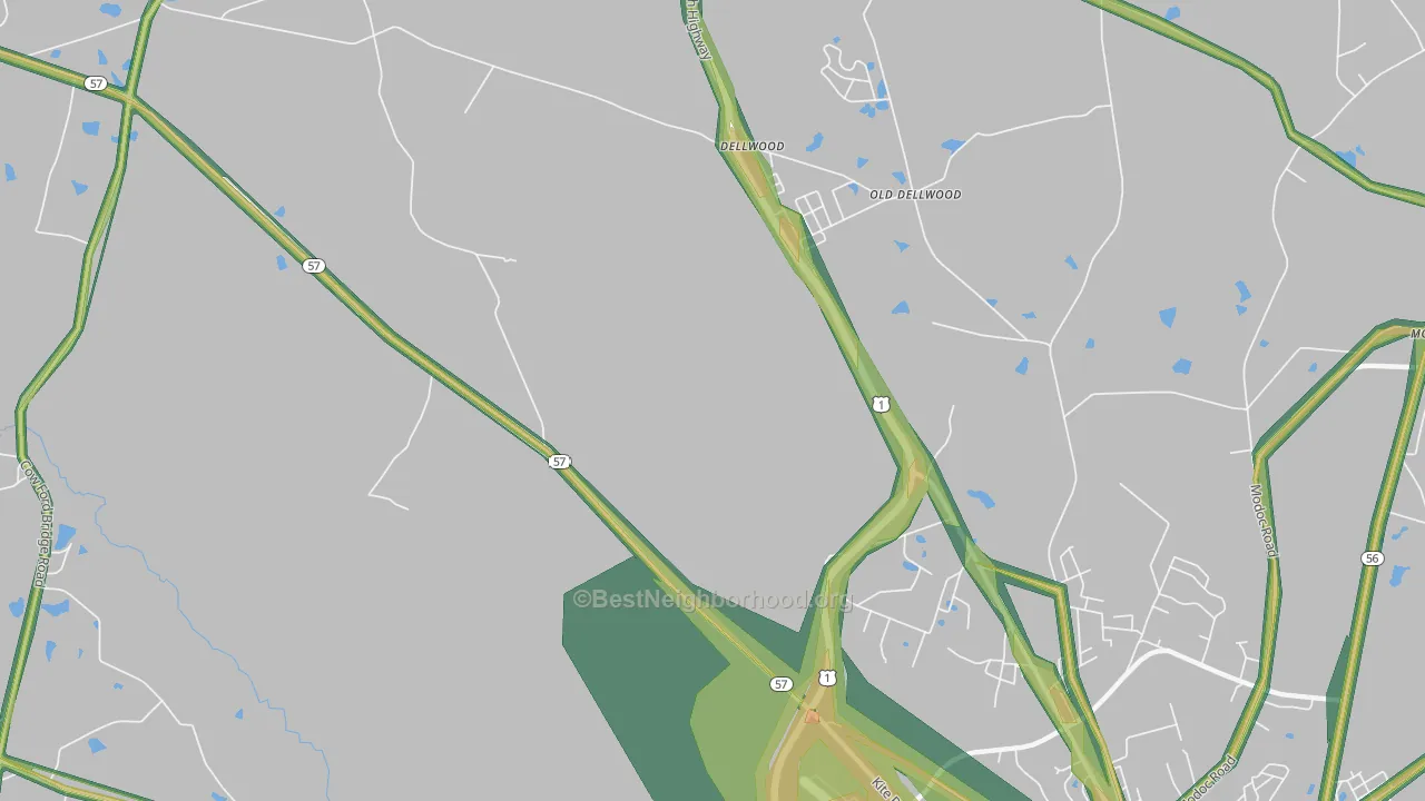 Dellwood, GA Map of Noise Levels in Dellwood