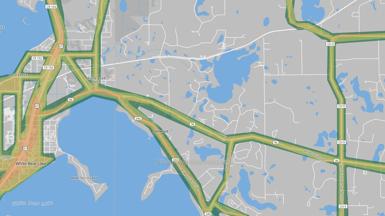 Dellwood, MN Map of Noise Levels in Dellwood