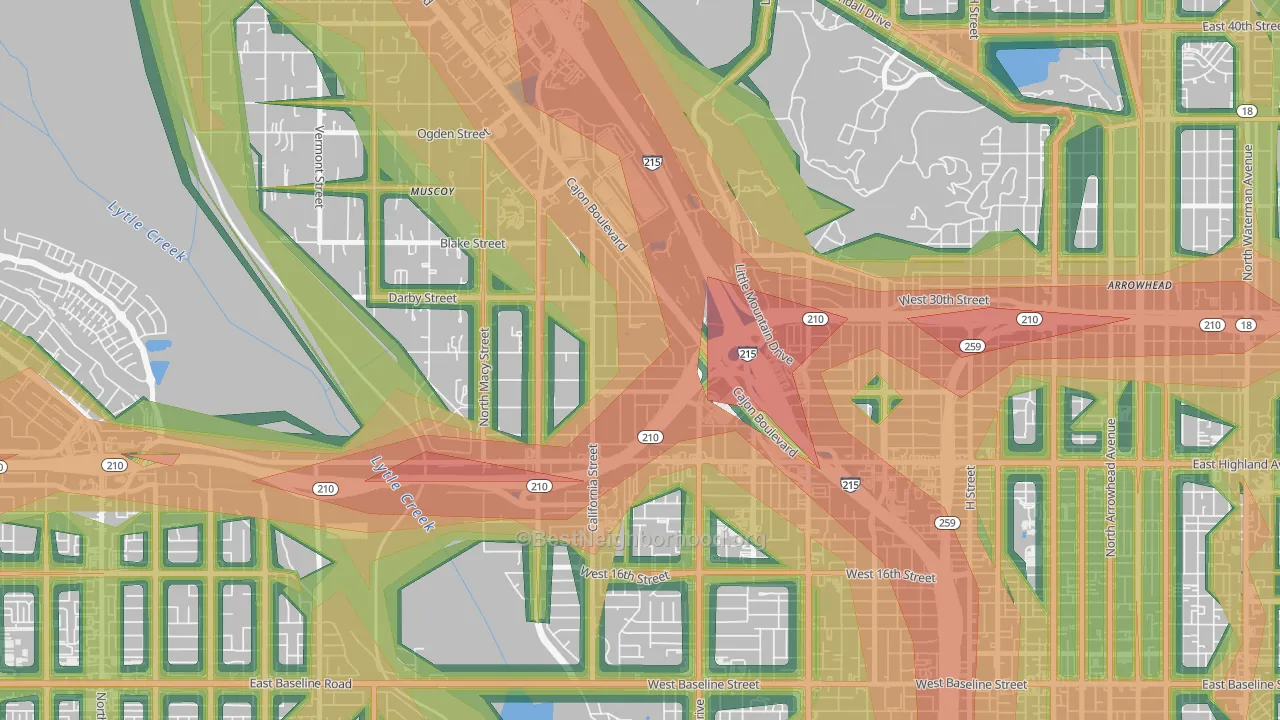 Delman, San Bernardino, CA Map of Noise Levels in Delman
