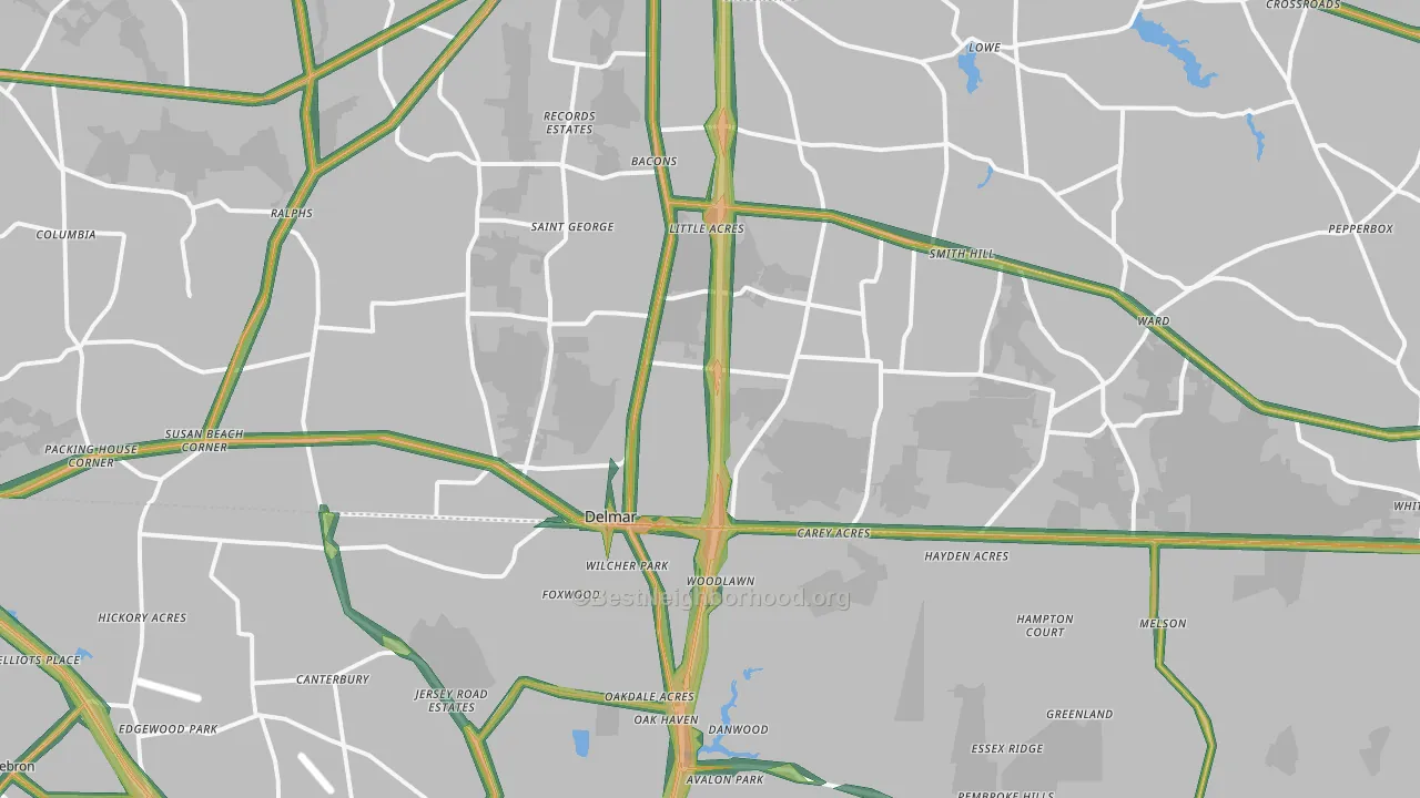 Delmar, DE Map of Noise Levels in Delmar