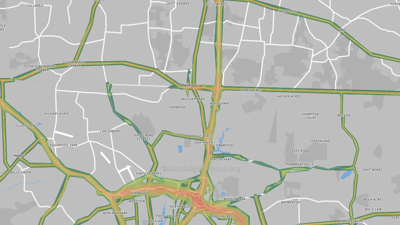 Delmar, MD Map of Noise Levels in Delmar