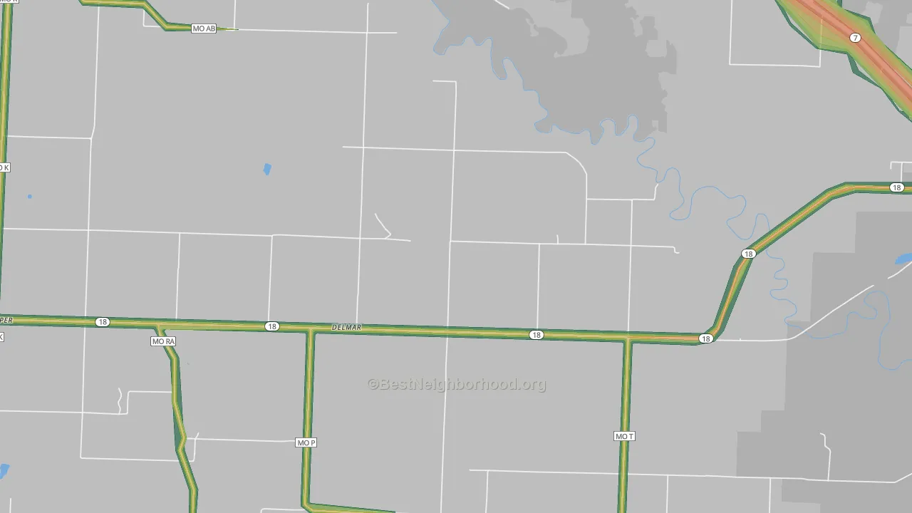 Delmar, MO Map of Noise Levels in Delmar