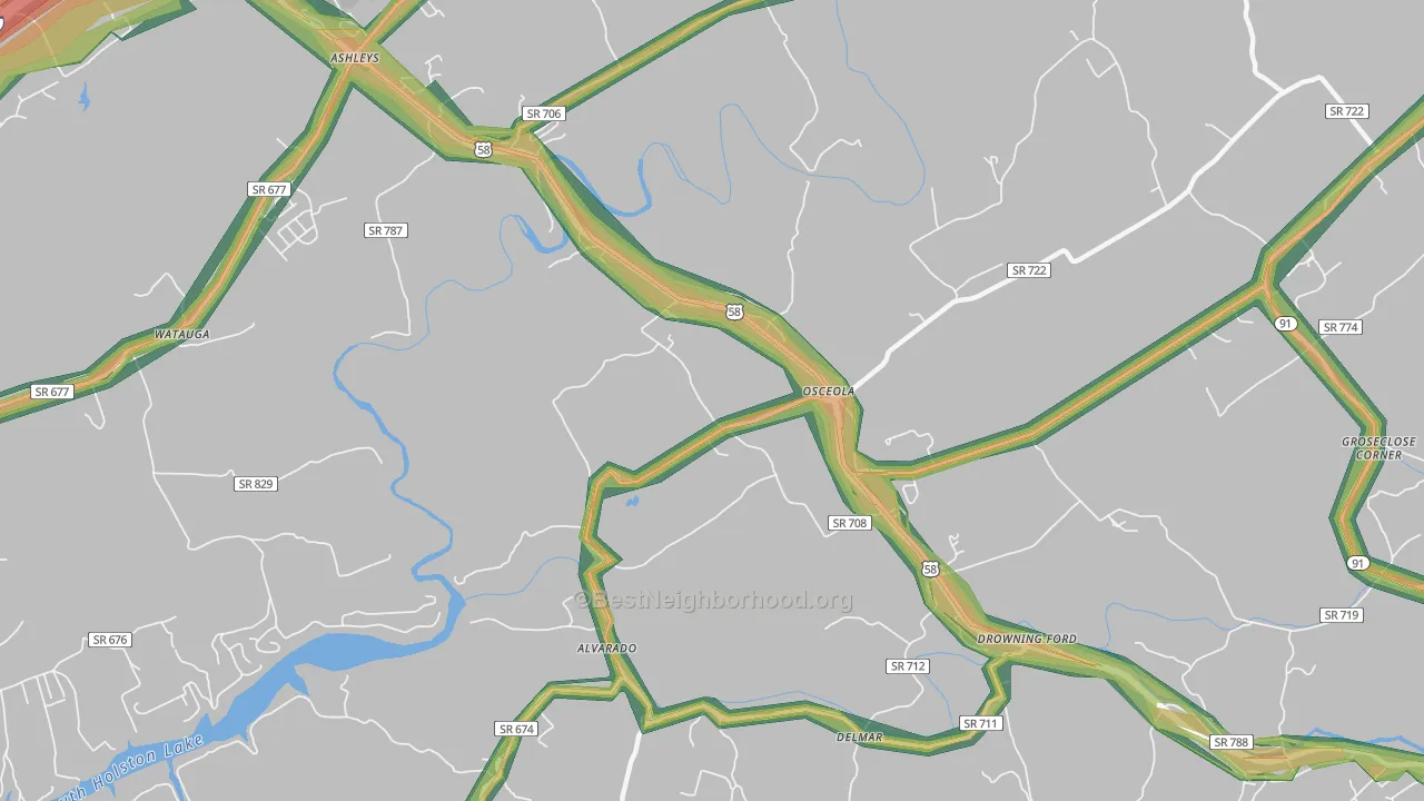 Delmar, VA Map of Noise Levels in Delmar