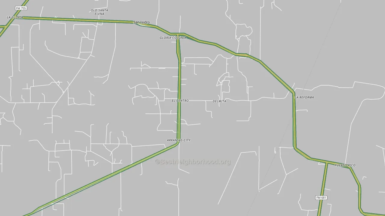 Delmita, TX Map of Noise Levels in Delmita