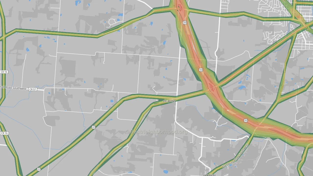 Delmont, OH Map of Noise Levels in Delmont