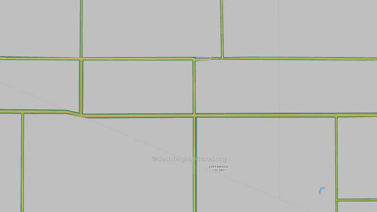 Delmont, SD Map of Noise Levels in Delmont